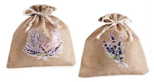 LOT de 24 p senteurs : Sac en jute avec imprimé lavande